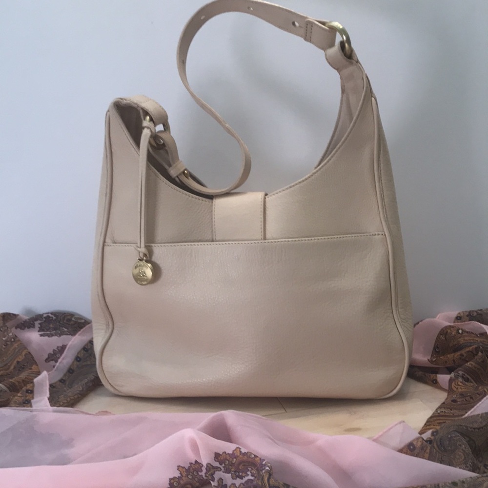 Brahmin Turn Lock Hobo Bag, Ivory Grained Leather - Picture 2 of 16